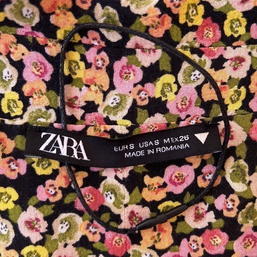 Zara Floral Print Button Front Mini Shirt Dress - Picture 9 of 14
